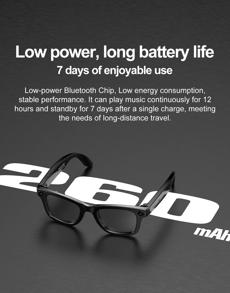 AI Smart Glasses With Camera Photo Sense Bluetooth Music Call Intelligent Recording IP65 Waterproof Bluetooth Glasses