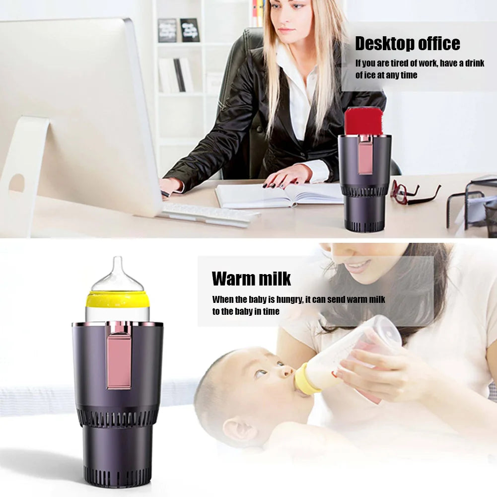 12V Car Heating Cooling Cup Digital Display 2 In 1 Car Smart Hot Cold Cup Drinks Holder Fast Refrigeration Heating Electric Cup