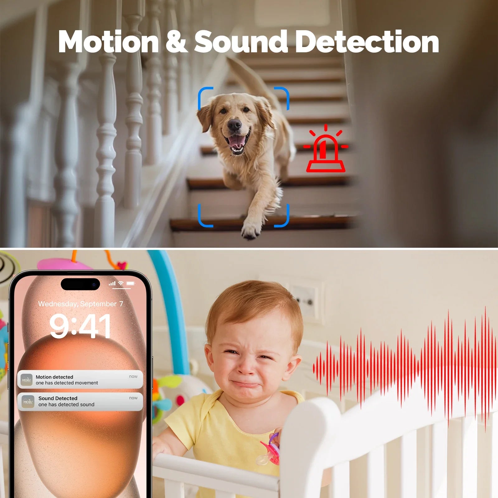 MOESTuya WiFi Smart Home Security Camera, Indoor Pan/Tilt 4MP HD, Night Vision, Motion Sound Detection, Panoramic Patrol Monitor