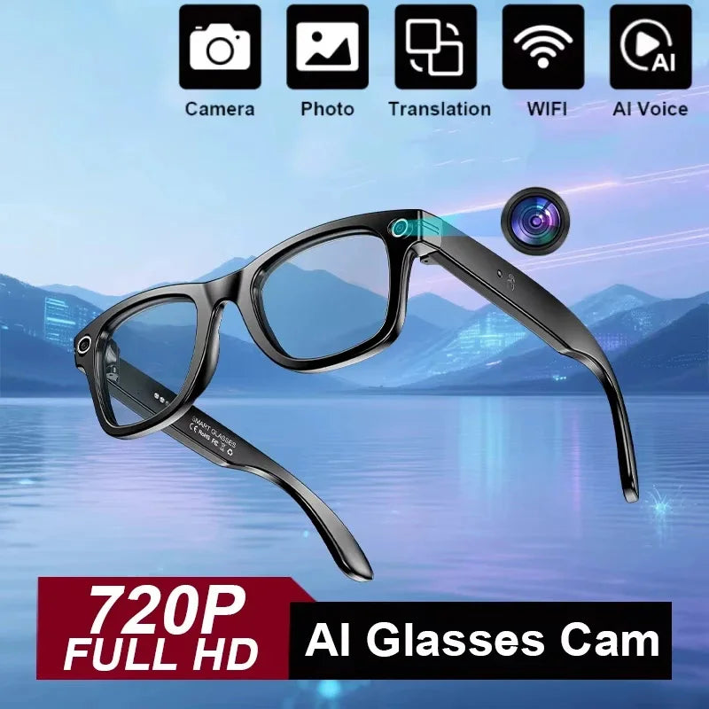 AI Smart Glasses With Camera Photo Sense Bluetooth Music Call Intelligent Recording IP65 Waterproof Bluetooth Glasses
