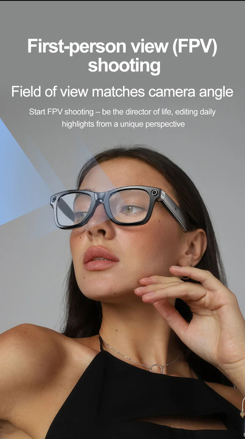 AI Smart Glasses With Camera Photo Sense Bluetooth Music Call Intelligent Recording IP65 Waterproof Bluetooth Glasses