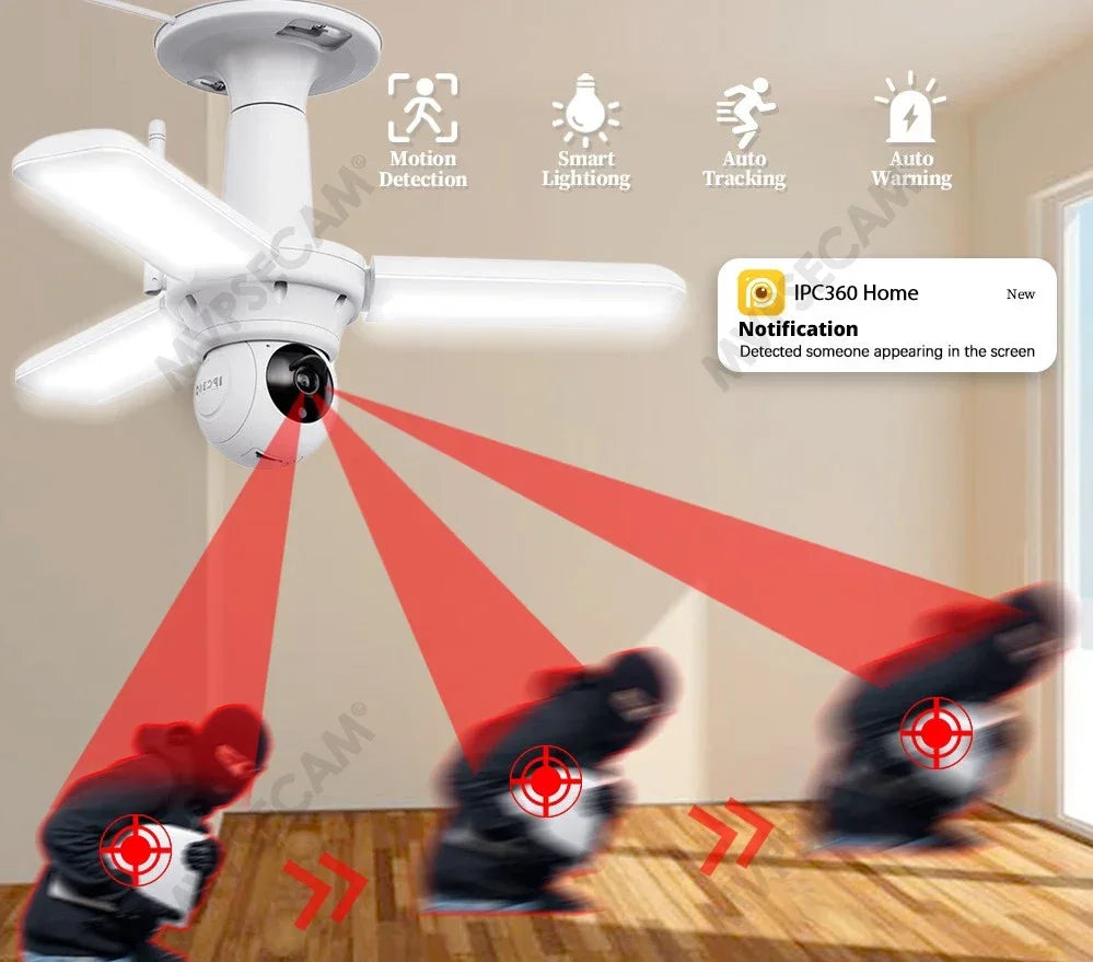 Smart 5MP WIFI Security Camera E27 Bulb Floodlight 2K HD Video Wireless Surveillance IP Cameras Wi-Fi PTZ Home CCTV Night Vision