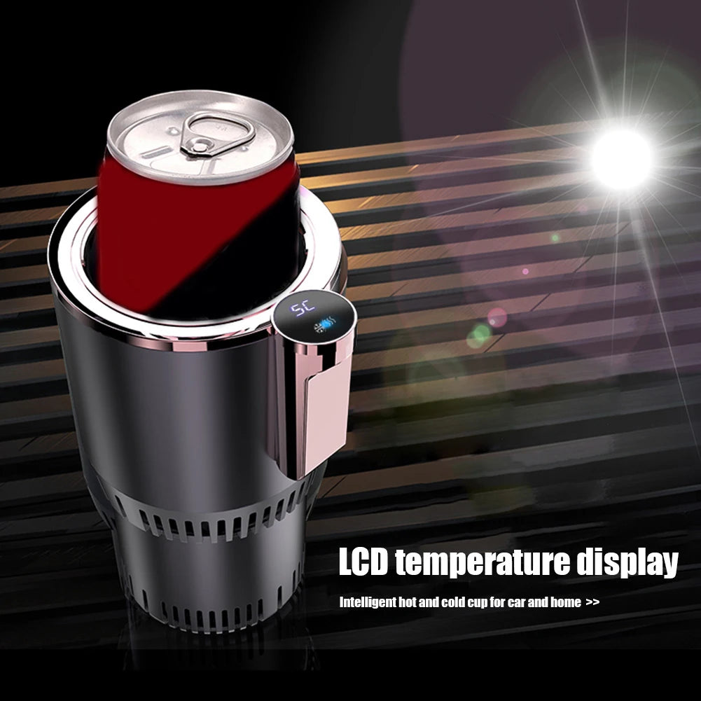12V Car Heating Cooling Cup Digital Display 2 In 1 Car Smart Hot Cold Cup Drinks Holder Fast Refrigeration Heating Electric Cup