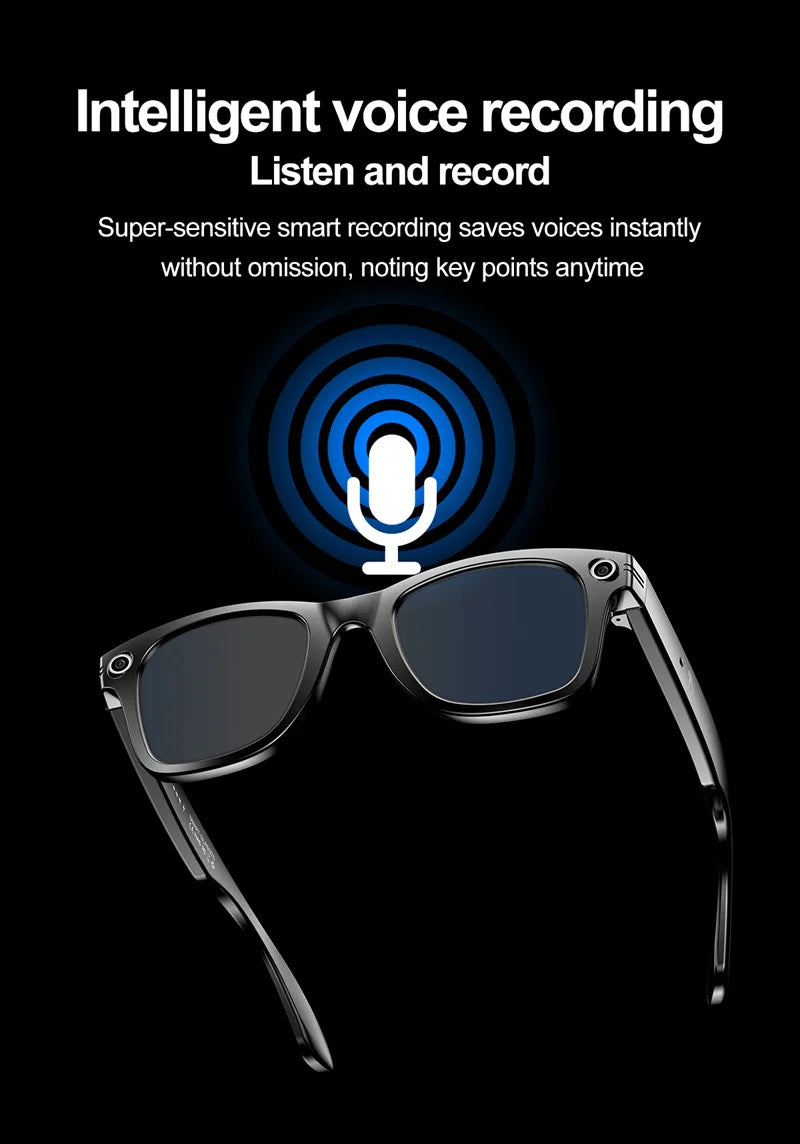 AI Smart Glasses With Camera Photo Sense Bluetooth Music Call Intelligent Recording IP65 Waterproof Bluetooth Glasses
