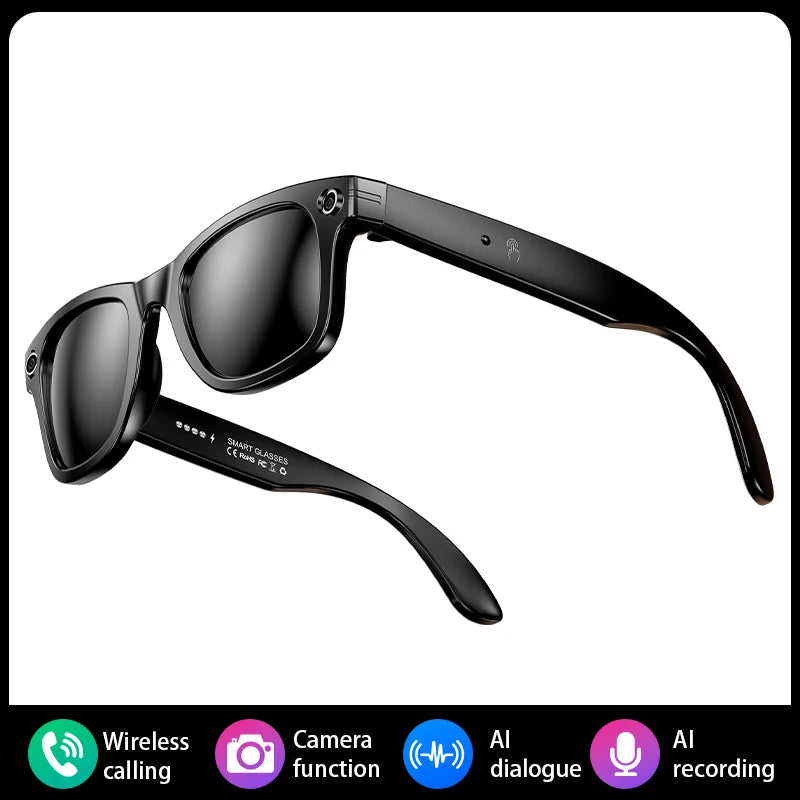 AI Smart Glasses With Camera Photo Sense Bluetooth Music Call Intelligent Recording IP65 Waterproof Bluetooth Glasses