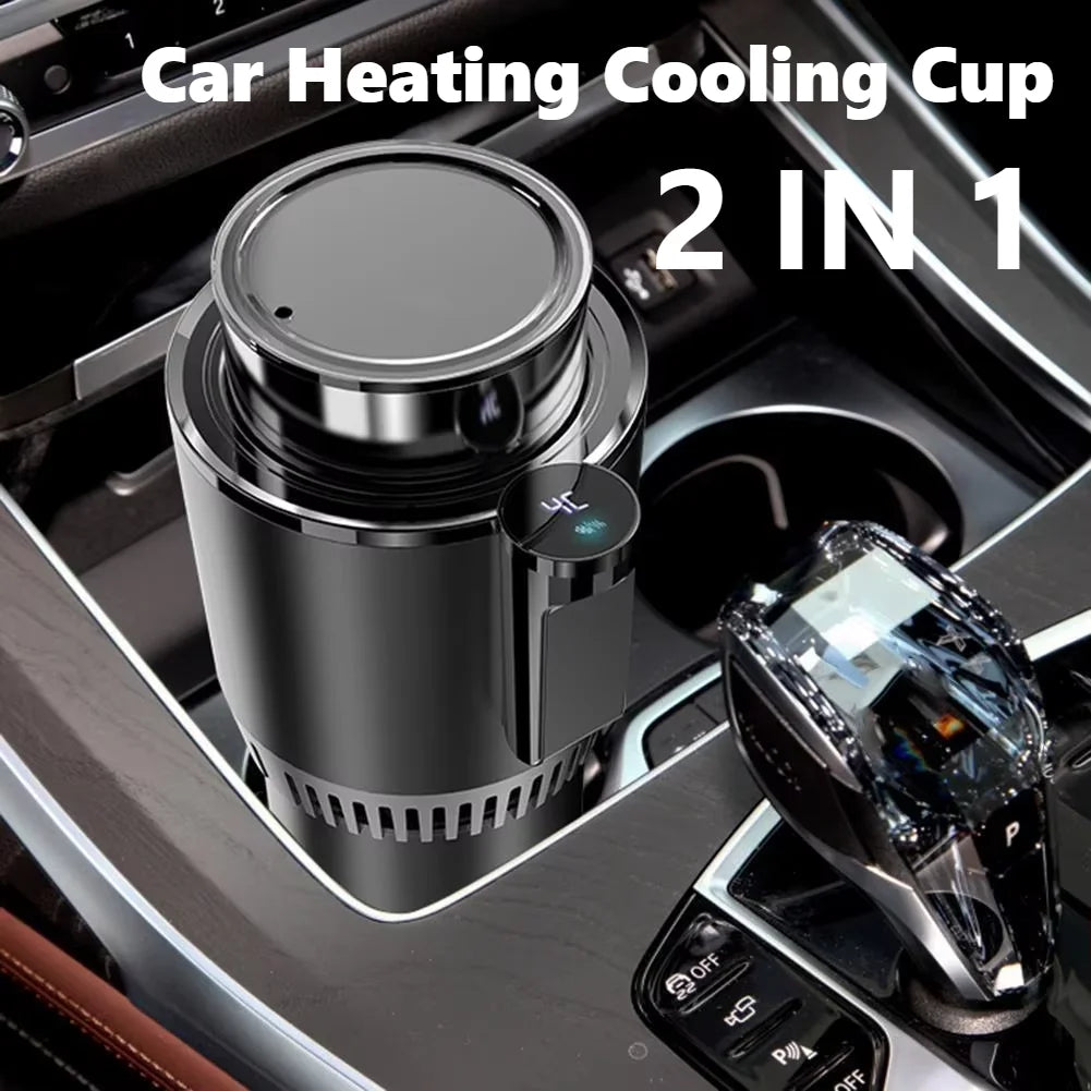 12V Car Heating Cooling Cup Digital Display 2 In 1 Car Smart Hot Cold Cup Drinks Holder Fast Refrigeration Heating Electric Cup